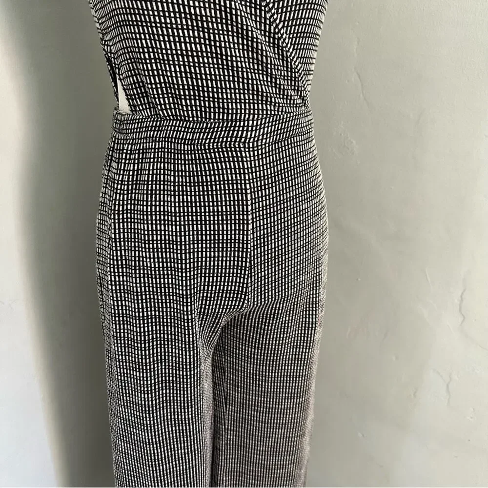 Caution to the Wind Jumper, Black, White, Cutouts, Wrap, Stretch, Checkered, S